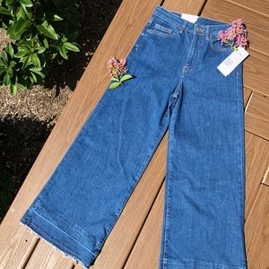 Wide leg high rise denim jeans
